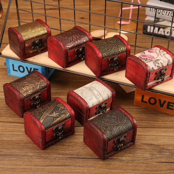 Wooden Box Antique Antique Small Jewelry Box Wooden Lock Password - Image 5