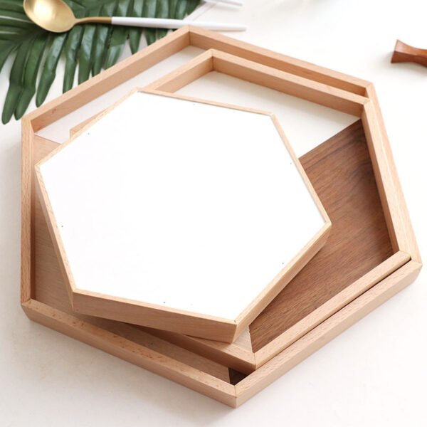 wooden tray wooden plate hexagon - Image 2