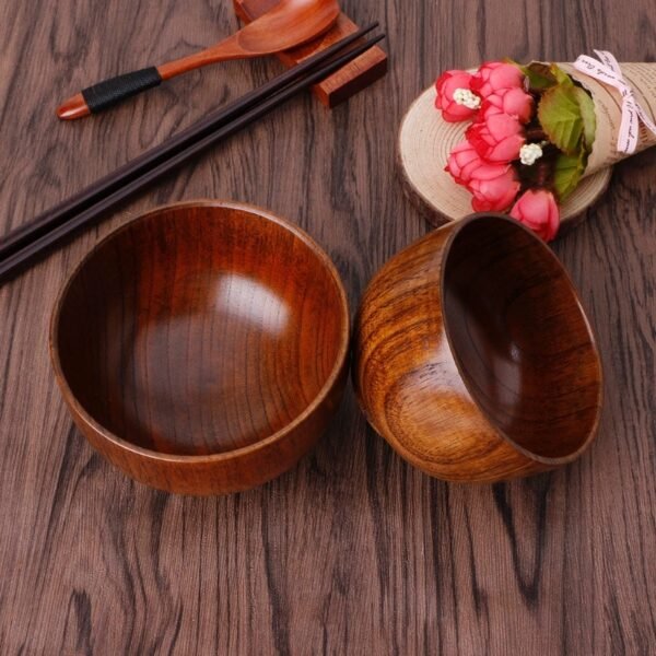 Wooden round wooden bowl - Image 4