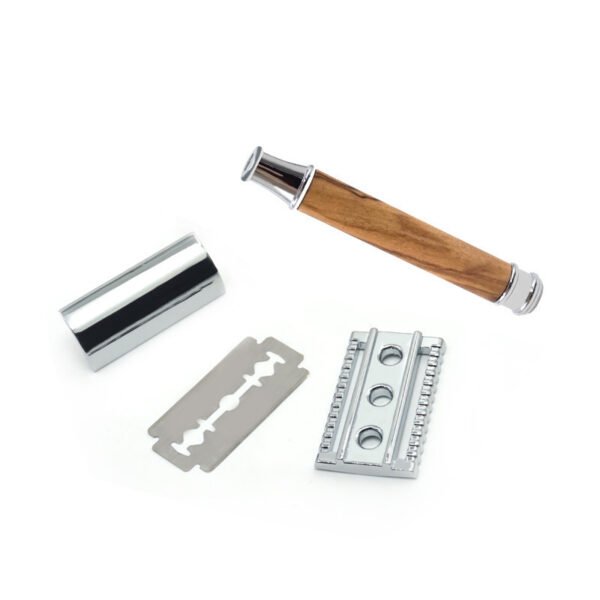 Razor Holder Natural Wood Olive Wood Copper Handle - Image 2