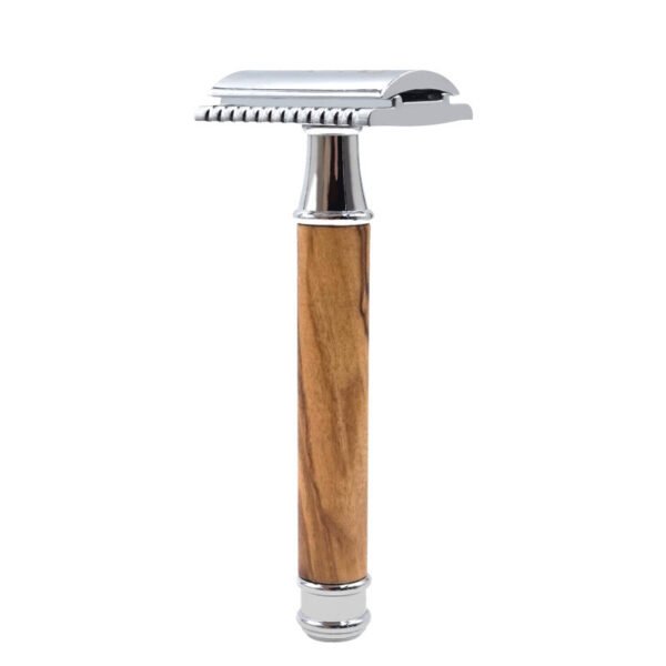 Razor Holder Natural Wood Olive Wood Copper Handle - Image 3