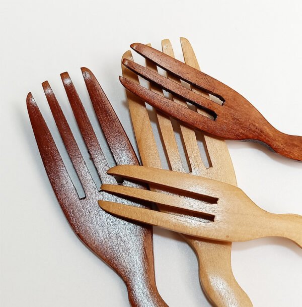 Creative Wooden Long Handle Fruit Wooden Fork - Image 2