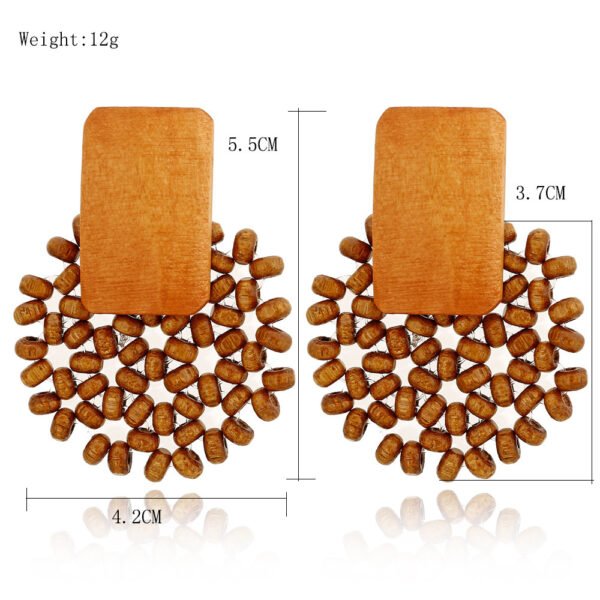 Rattan Geometric Wood Wood Earrings - Image 2