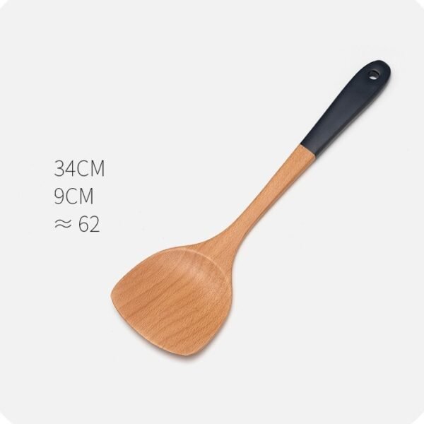 Household Non-stick Wooden Spatula Rice Spoon Wooden Soup Spoon Cookware Set - Image 5