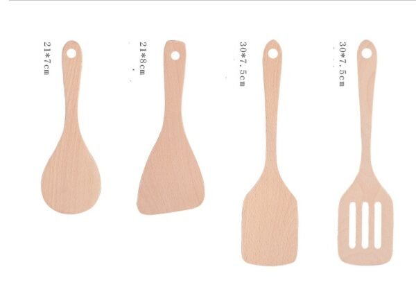 Unpainted wooden shovel wooden spoon non-stick special shredder long handle spoon - Image 3