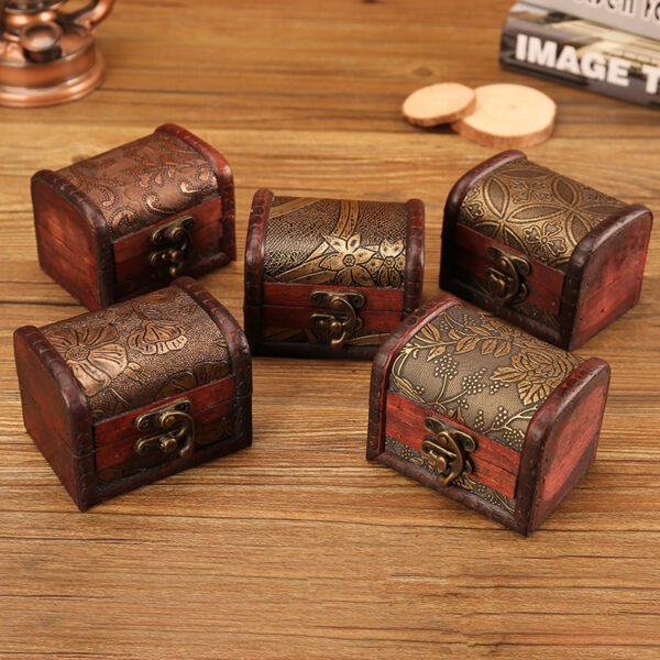 Wooden Box Antique Antique Small Jewelry Box Wooden Lock Password - Image 6