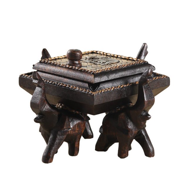 Thai Solid Wood Ashtray Covered Wood Carving Decoration Crafts - Image 5