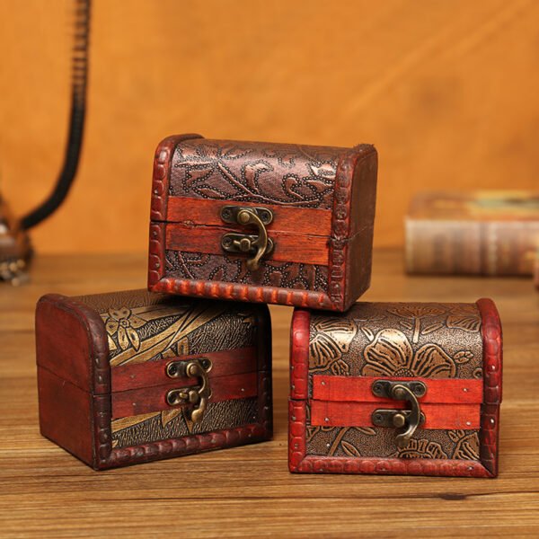 Wooden Box Antique Antique Small Jewelry Box Wooden Lock Password - Image 8
