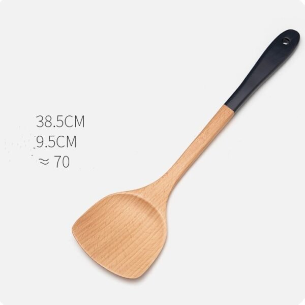 Household Non-stick Wooden Spatula Rice Spoon Wooden Soup Spoon Cookware Set - Image 10