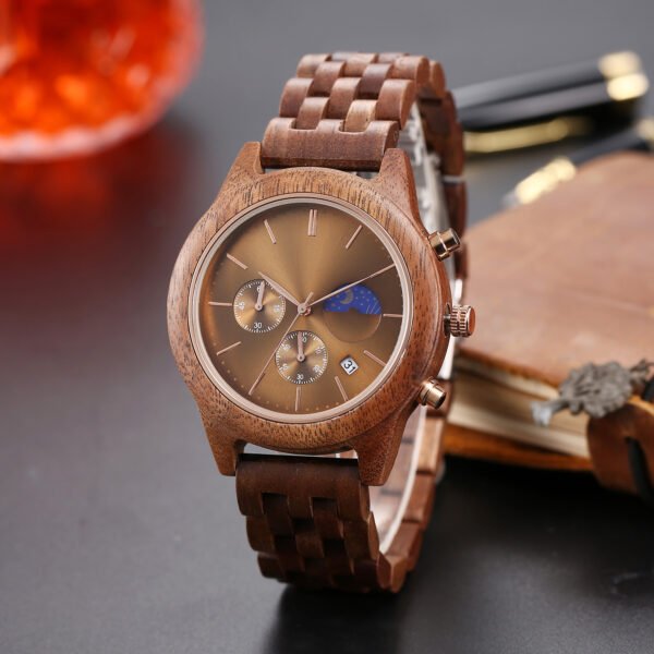 Quartz Mens Full Wood Strap Functional Wood Watch - Image 3