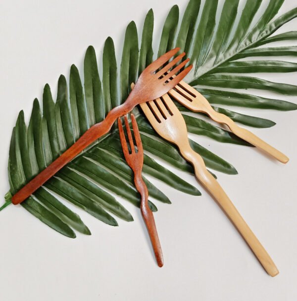 Creative Wooden Long Handle Fruit Wooden Fork - Image 6