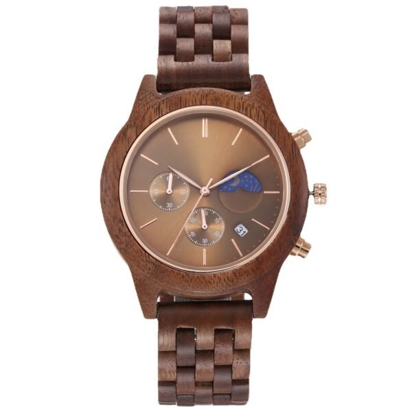 Quartz Mens Full Wood Strap Functional Wood Watch - Image 2