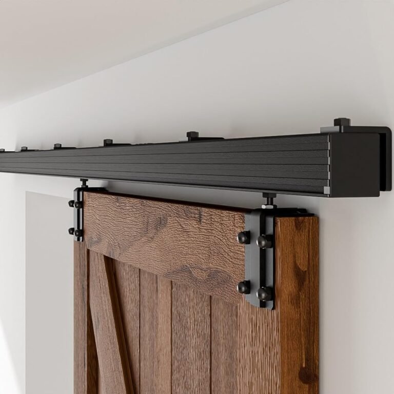 79.2″/6.6FT Field Rail {Hardware} Heavy Obligation Sliding Barn Door Observe, Aluminium Alloy Wall Mount Package for Single Door, Easily and Quietly Simple to Set up (No Door)