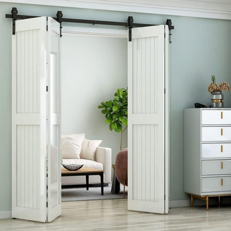 48″ Bi-Folding Sliding Barn Door {Hardware} Equipment,Heavy Obligation,Wall Mount Curler,Match 4 11″ Bifold Doorways[Door Not Included]