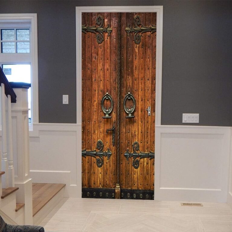 ColorSpring 3D Basic Outdated Picket Door Decal Door Stickers Decor Door Mural Detachable Vinyl Door Wall Mural Door Wallpaper for Residence Décor (MT-033)