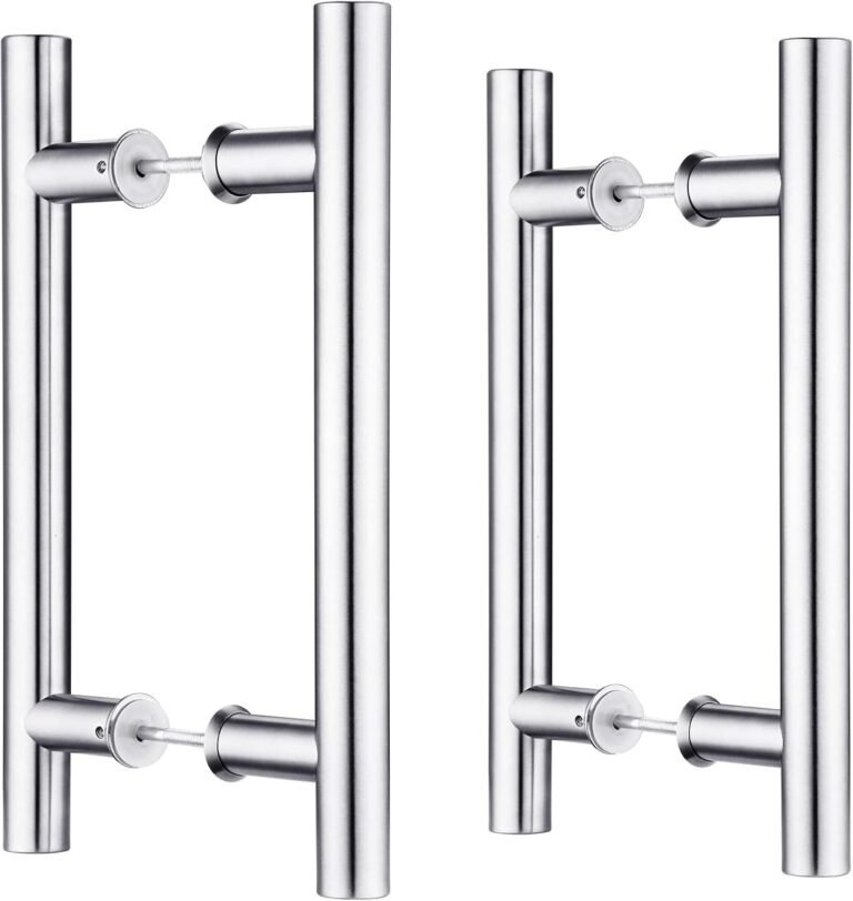 EaseLife 12″ Stainless Metal Double Sided Push Pull Door Deal with,H Form Sliding Door Deal with,Brushed,Match for Glass Door Picket Door,2 Pack