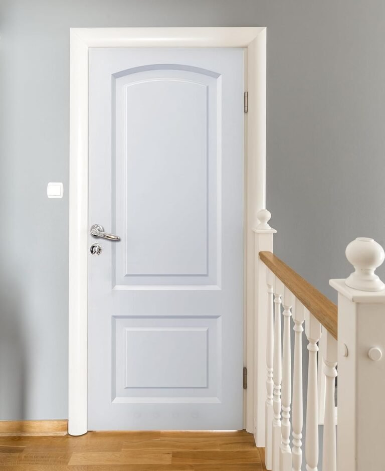 WOOHOOROO Dwelling Ornament Basic Gray White Wood Printed Flat Self-Adhesive DIY Door Sticker 30.3 “W x 78.7 “L,Set of two Sheets