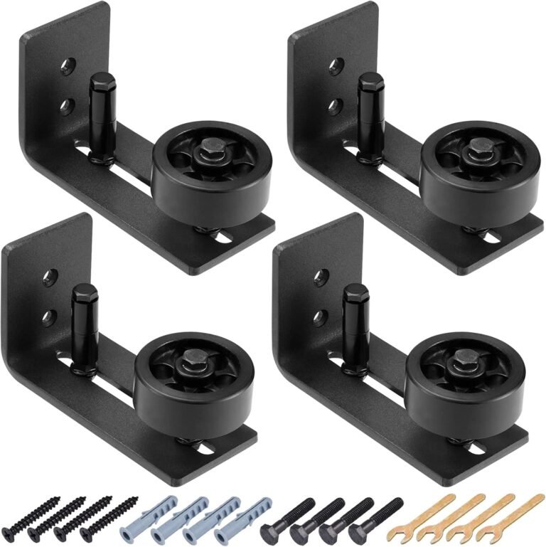 LEIFIDE 4 Pcs Sliding Barn Door Flooring Information Flush Design Wall Mount Backside Adjustable Curler Flat Non Scratch Barn Door {Hardware} Package (8 Assemble Setup Choices)