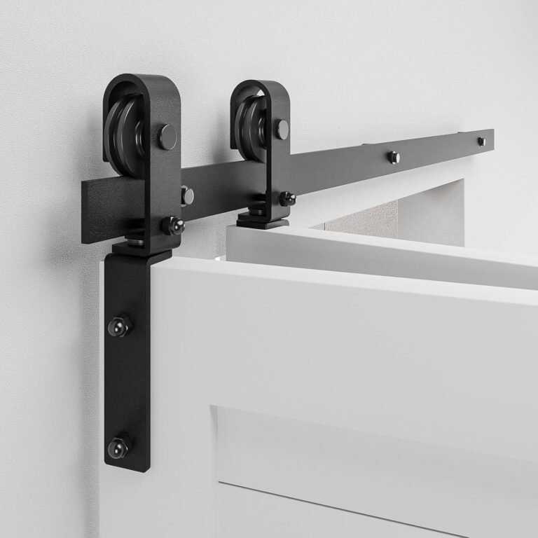 36″ Bi-Folding Sliding Barn Door {Hardware} Monitor Package,Easily&Quietly,Facet Mounted Black Curler,Straightforward Set up,Door Not Included [Fit Double 16″ Bifold Doors]