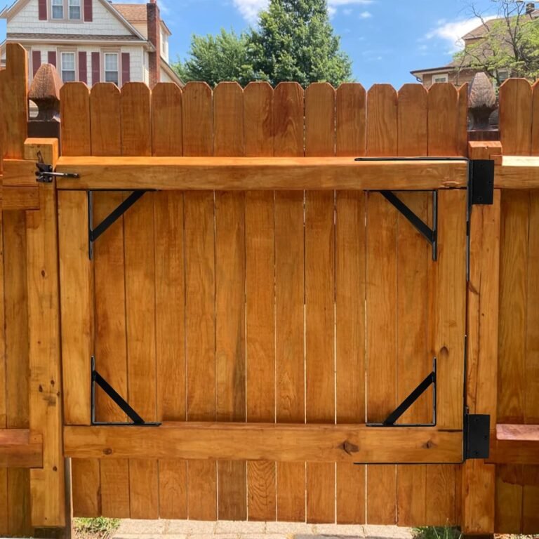 Mofeez Fence Gate Equipment Iron Gate {Hardware} with Gate Latch for Wood Fences Shed Doorways Heavy Responsibility Anti Sag Gate Nook Brace Bracket