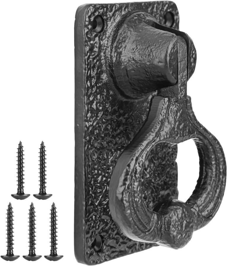 Black Door Knocker for Entrance Door, Heavy Responsibility Forged Iron Exterior Residence Door Knocker for Doorways, for Classic Picket Barn Shed Doorways, Backyard, Picket Home, Farmhouse, Residence Décor Equipment
