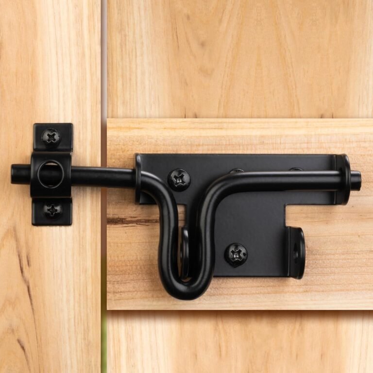 Slide Bolt Gate Latch for Picket Fence, Heavy Obligation Black Sliding Bolt Gate Lock Latch {Hardware} with Padlock Gap, Door Gate Latch for Picket Gate Vinyl Fence Barn Shed, 1 Pack