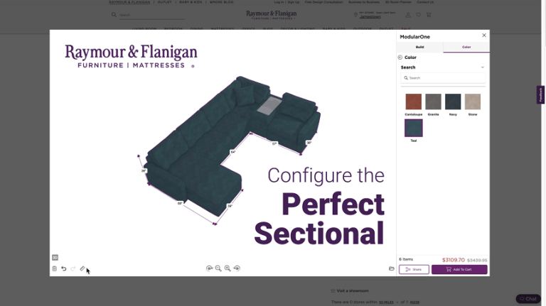 Raymour and Flanigan lengthen the 3D cloud partnership with Sectional Configurator