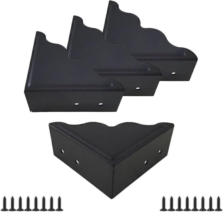 Black Metallic Nook Protector 3.7 x 3.7 x 1.5 Inch Pack of 4, Classic Ornamental Nook Guards forTable, Barn Sliding Door,Wooden Frames, Packing containers, Desk Furnishings Angle Edge Safety