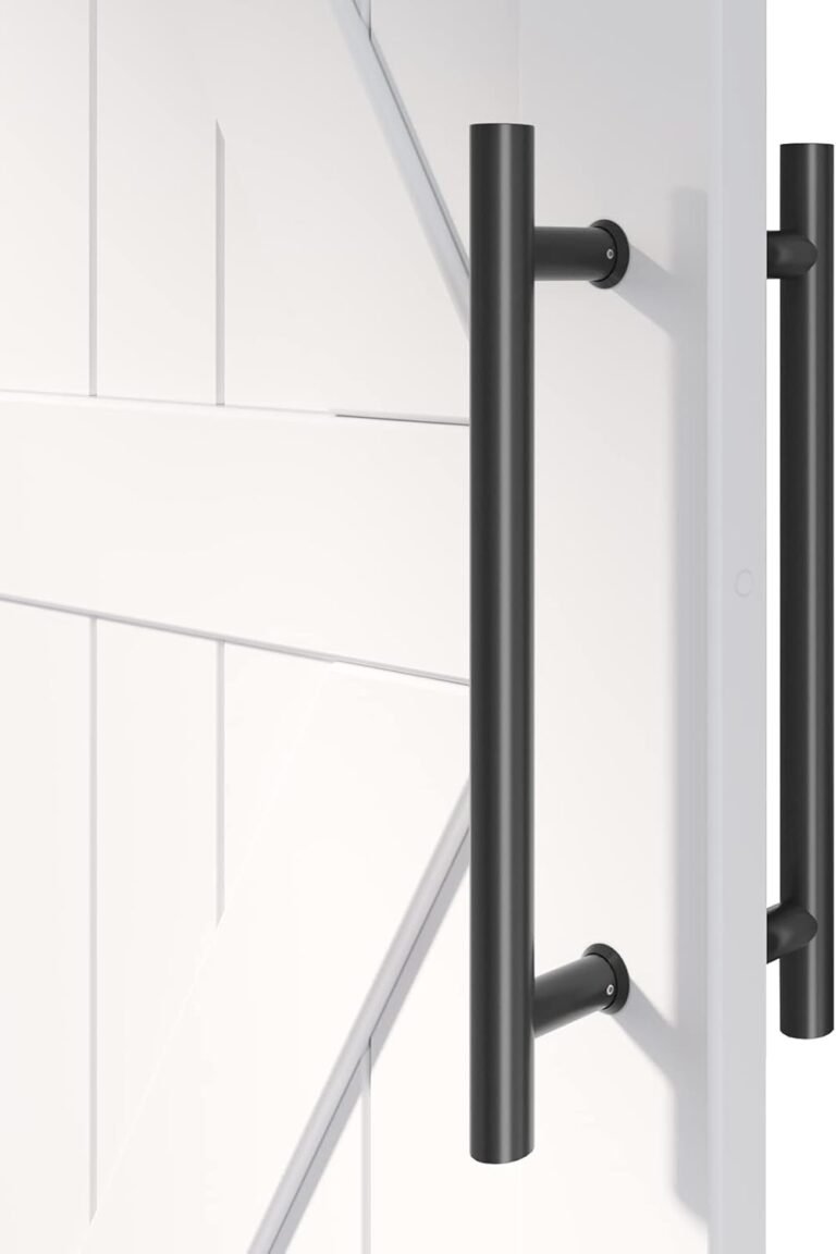 EaseLife 16″ Push Pull Door Deal with,Double Sided H Form Sliding Door Deal with,Matte Black,Stainless Metal,Match for Glass Door Wood Door