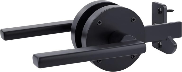 Gate Latch for Picket Fence, Double Aspect Gate Latch Alloy Door Latch for Outside Picket Fence, Self-Locking Gate Latch, for Double Gate, Barn Door, Shed, Yard, Black