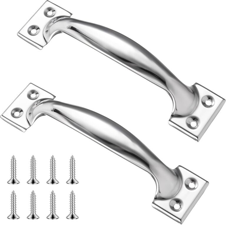 KALIONE 5.9″ Storage Door Deal with Gate Deal with Door, Stainless Metal Deal with Gate Display screen Door Deal with Shed Door Deal with Fence Gate Handles for Wood Fences Outside(2 Packs Silver)