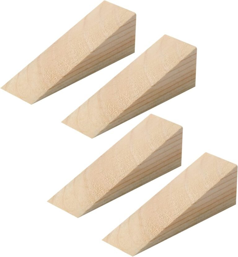 Small Picket Door Cease Stopper Wedge, 4 Pack Soild Wooden Non-Slip Doorstop Wedge with Sturdy and Sturdy, Safety Door Stopper Match for Backside of Door On Tile, Concrete, Carpet, Picket Ground (4 Pack)