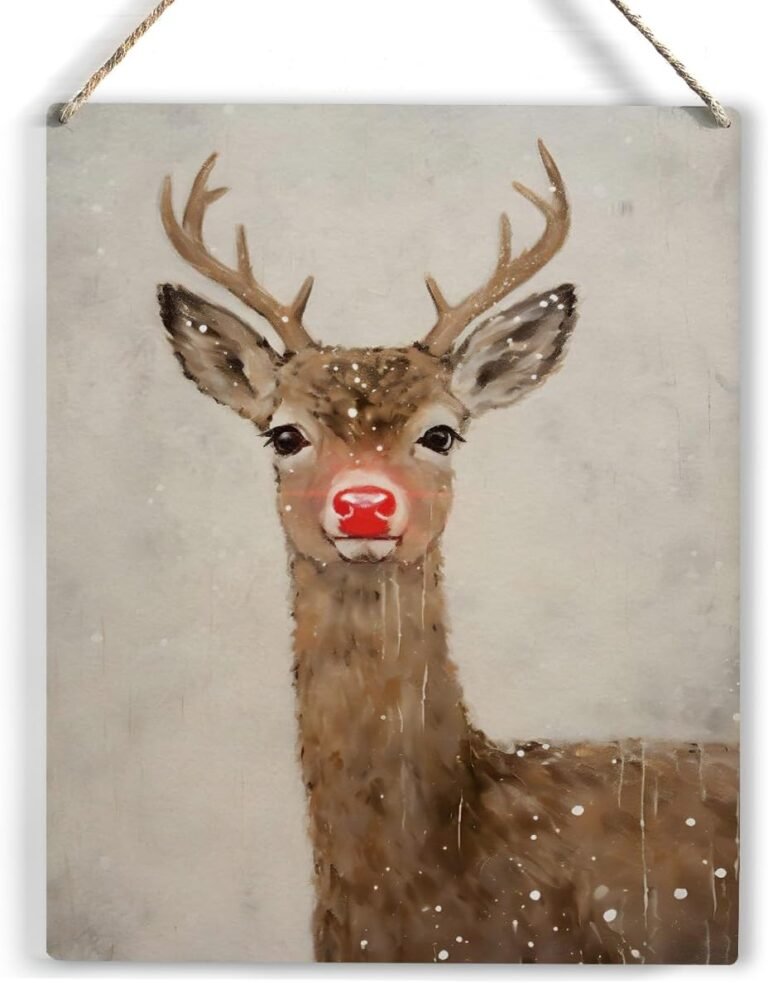 Christmas Decorations Deer Wood Christmas Wall Decor for Work Room Workplace Espresso Bar Dwelling Farmhouse Decor Merry Xmas Seasonal Winter Vacation Wall Artwork Wood Hanging Signal 8×10 Inch Entrance Door Decor