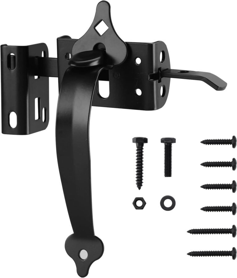 WellMade Thumb Gate Latch Heavy Responsibility,Self Locking Door Latches and 9″ Deal with Equipment,Metal Gate Lock {Hardware} for Picket/Vinyl Fence Swing Outside Gate,Black with Screw