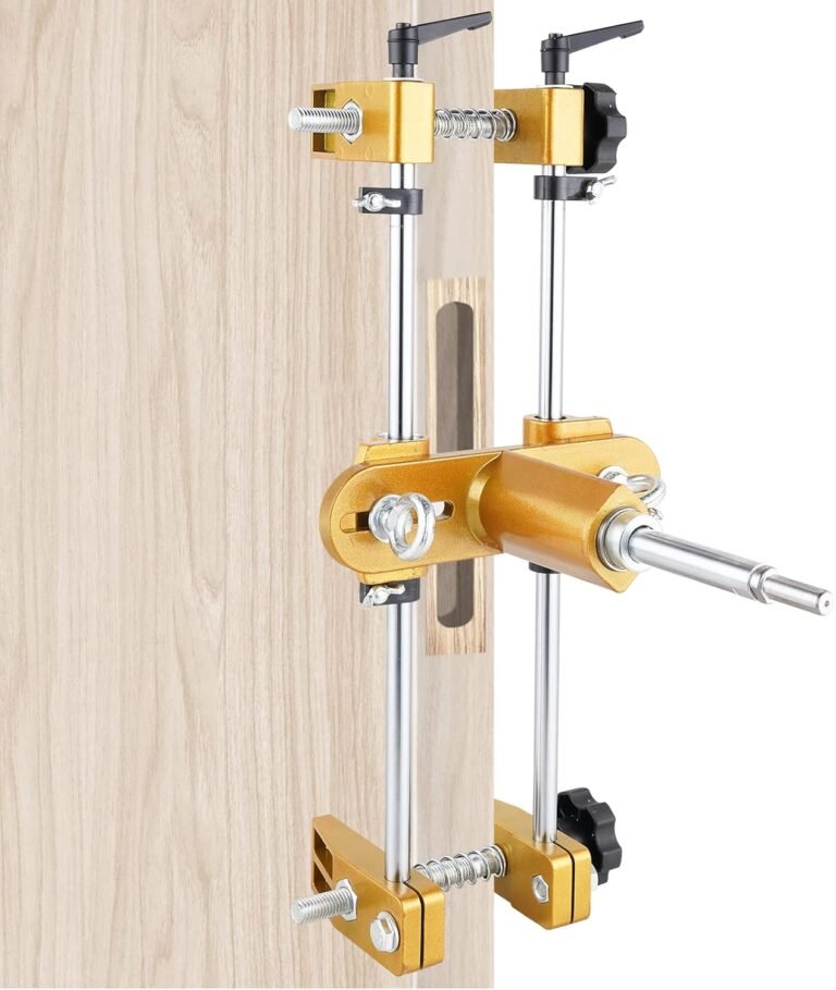 Meticuloso Door Lock Gap Opener Package, Up to date Lock Mortiser for Picket Doorways, Door Lock Set up Package Mortising Machine Mortise Jig with 3 Drill Bits