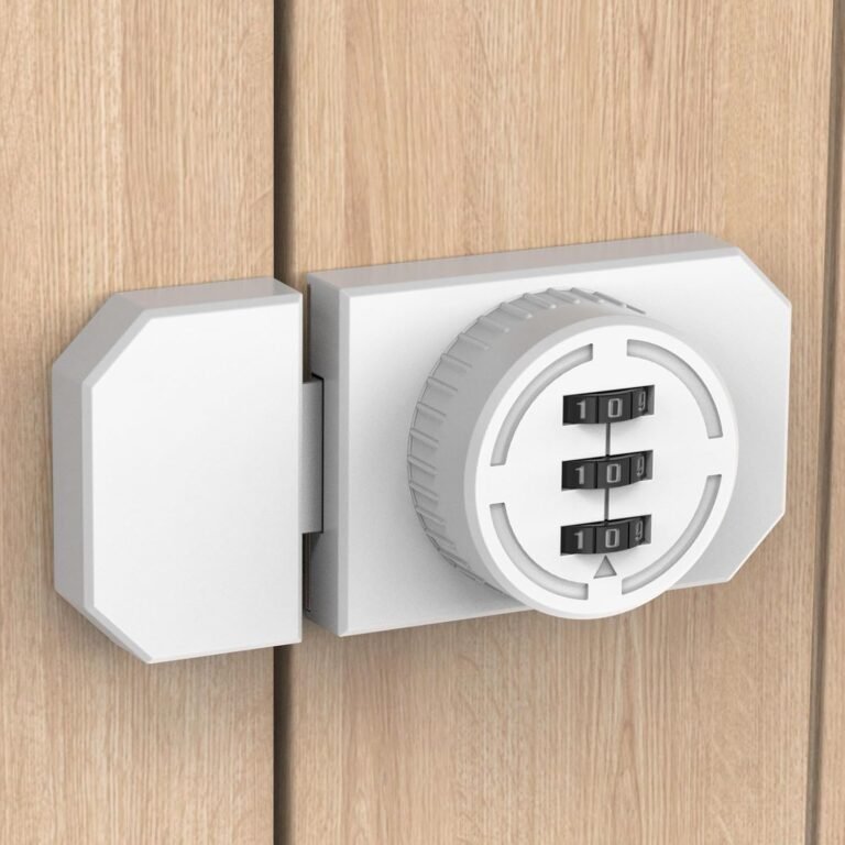 Adhesive Mixture Cupboard Lock Latch, Keyless Drawer Lock, Cupboard Password Hasp Lock for Kitchen, Workplace File Cupboard, Closet, Drawer, Wood Door, Cabinet (1, White)