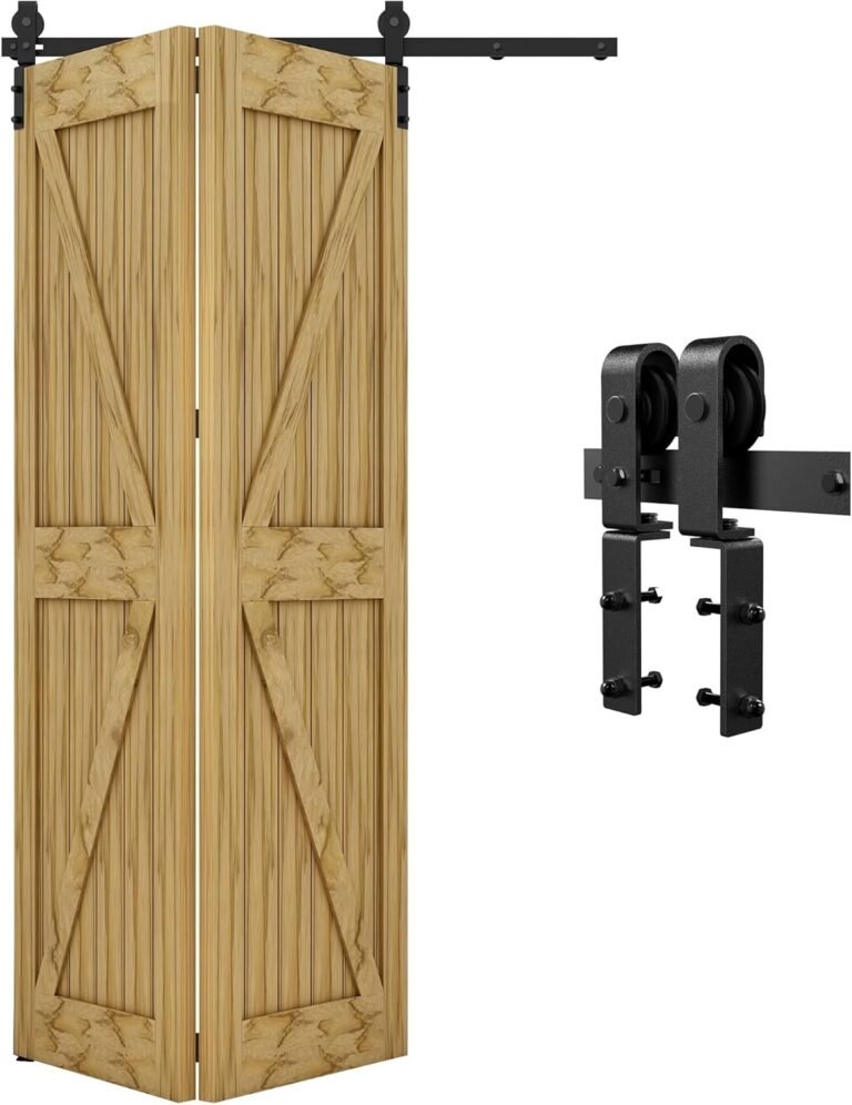 40″ / 3.3FT Bi-Folding Sliding Barn Door {Hardware} Equipment Closet Rail Curler Accent Relevant Door Width Inside 38 inches, no Panel