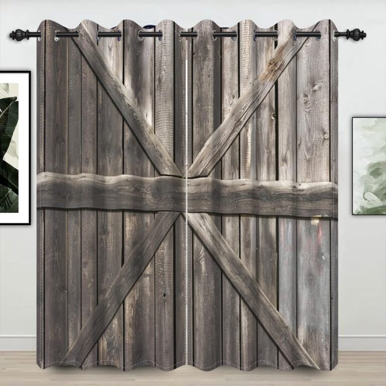 Rustic Wooden Barn Blackout Curtains Outdated Farmhouse Classic Western Countryside Grunge Wood Door for Dwelling Room Bed room Window Drapes Therapy Material Set of two Panels, 42×84 Inch