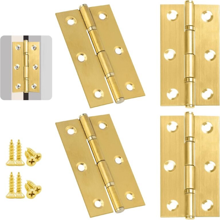 Door Hinges 2.76 Inch, 4 Pcs Hinges for Wooden, Stainless Metal Gold Hinge, Ball Bearing Cupboard Hinges, Heavy Responsibility Gate Hinges with 24pcs Screws for Dwelling Enchancment, Picket Field, Home windows Restore