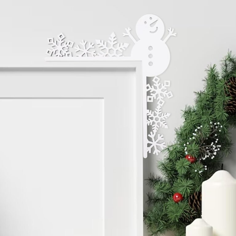 Christmas Wood Door Body Ornament – White Snowman Christmas Door Nook Ornament, Snowman and Snowflake, Winter Snowflake Door Body Ornament, Enjoyable Entrance Door Nook Emblem Ornament (Snowman)