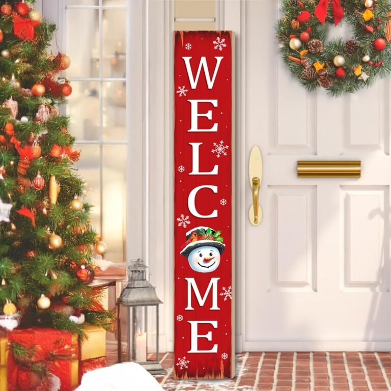 Christmas Snowman Wood Porch Signal 47″ Winter Classic Massive Welcome Porch Signal for Residence Entrance Door Yard Celebration Decor (Crimson)