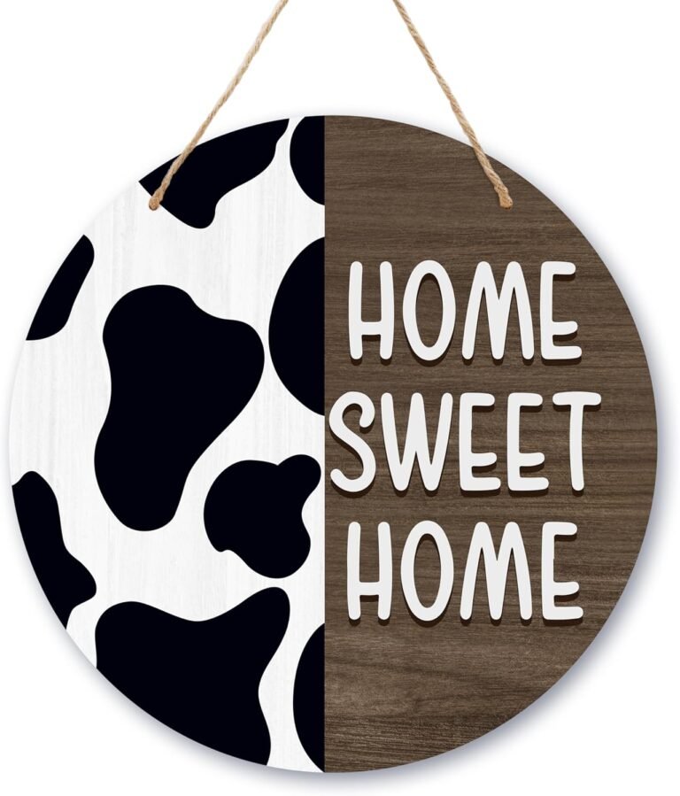 Welcome Signal For Entrance Door, House Candy House Welcome Signal, Cow Decor Farm Presents, Cow Spherical Wood Signal Home Decor, Western Farmhouse Entrance Door Porch Hanging Decor Signal, Cow Indicators For House Decor -22