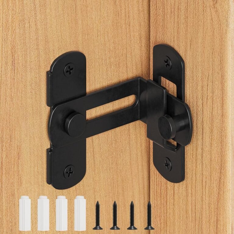 SMARTSTANDARD Barn Door Lock, 90 Diploma Barn Door Latch, Matte Black Metal Gate Latch {Hardware}, Barn Door locks and Latches for Bed room, Outside Wood Fence, Pocket Door, Cat Door (Black, 1PCS)