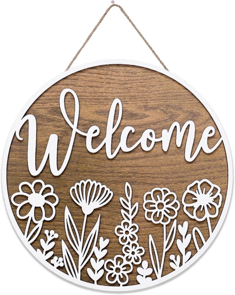 3D White Wildflower Welcome Door Signal Daisy Floral Picket Hanging Signal Flower Entrance Door Hanger for Indoor Out of doors Farmhouse Residence Porch Decor