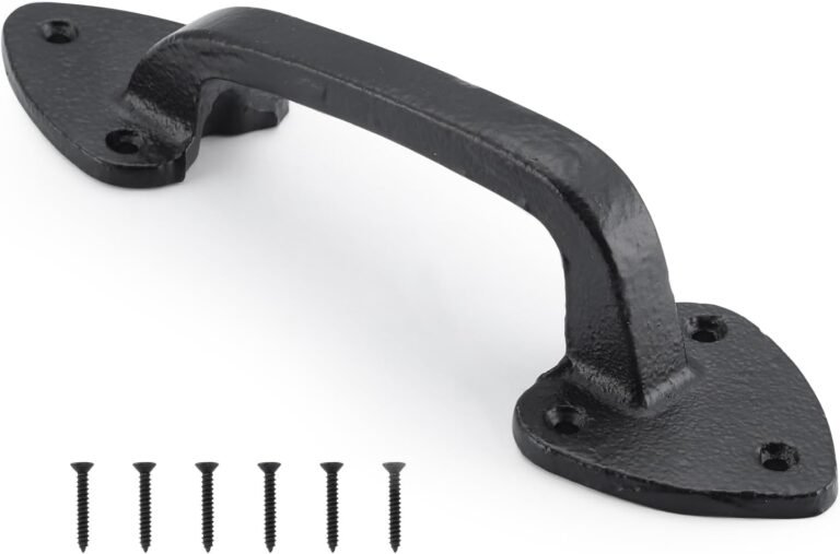 WellMade Barn Door Handles, Black Gate Deal with, 7.5 in Rustic Steel Door Pull Deal with {Hardware} for Wood Backyard Gate Shed Cupboard