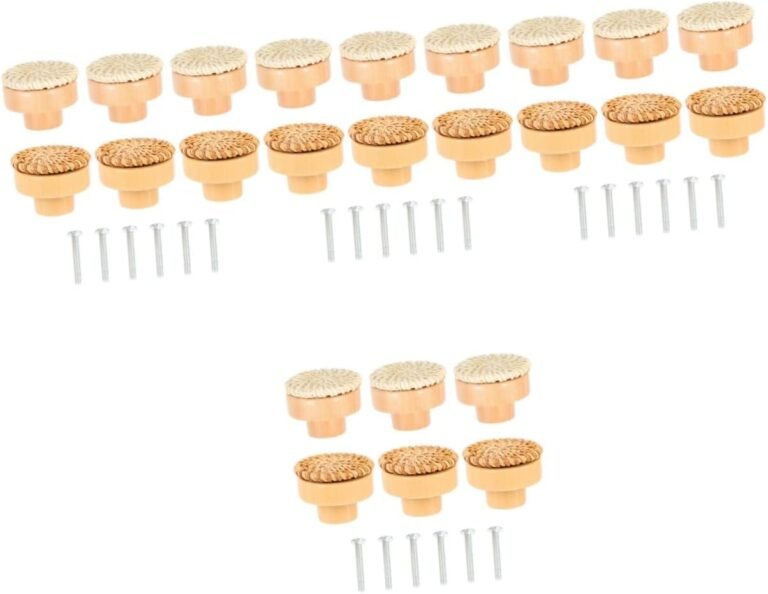 Mikikit 4sets Rattan Wood Deal with Cupboard Deal with Organizer Knob Block Expandable Liner Kitchen Range Dividers Dispenser Cabinets Barn Door Rack Vainness Desk Handles for Dresser 6pcs*4