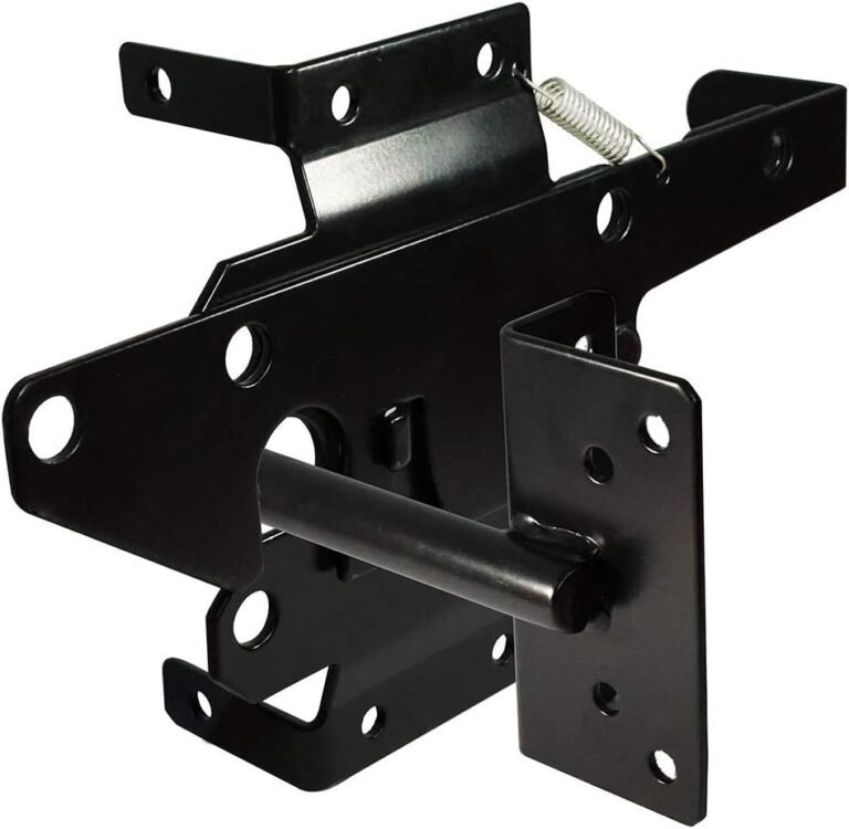 Self-Locking Gate Latch Heavy Obligation Submit Mount Computerized Gravity Lever Wooden/PVC Fence Gate Lock with Fasteners {Hardware},for Safe Pool |Yard | Backyard, Metal,Black