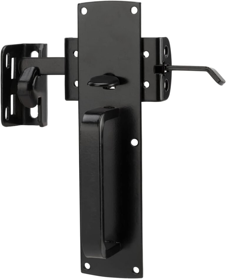 Thumb Gate Latch for Wood Fence, Self Closing Gate Fence Latch with Deal with,Heavy Obligation Door Latch Gate Lock {Hardware} Equipment for Outside Backyard,Pool, Metallic Gate,Vinyl Fence, Black End