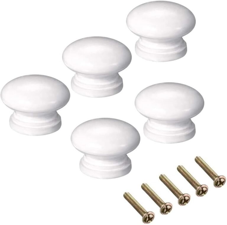 Mgoodoo 5PCS White Wooden Knobs, 1.34” Spherical Mushroom Picket Knobs for Cupboard Drawer Dresser Closet Cabinet Pulls Kitchen {Hardware}