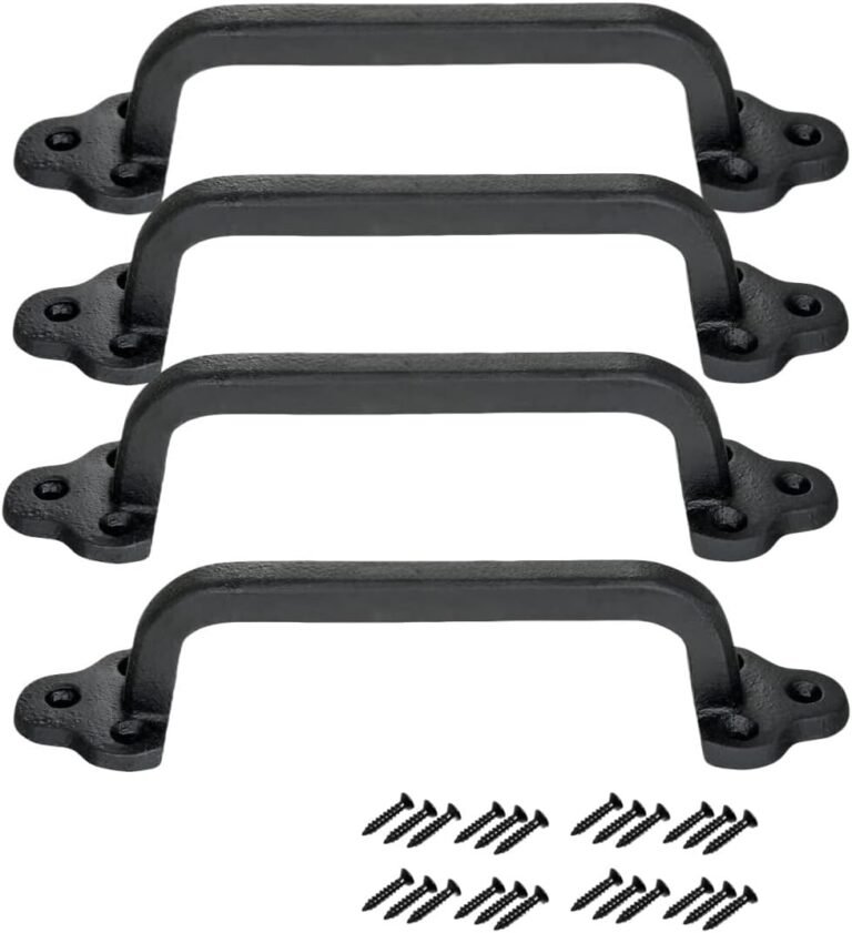 uvbws4Pack Black Retro Metallic Door Handles – forged Iron Sliding Door Handles -24 Rust Proof Screws, 8.85x 2.0X 1.96inches, Rust Proof, Sturdy